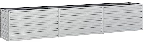 vidaXL Galvanized Steel Raised Garden Bed - Spacious Rectangular Planter for Outdoor Use in Silver Tone