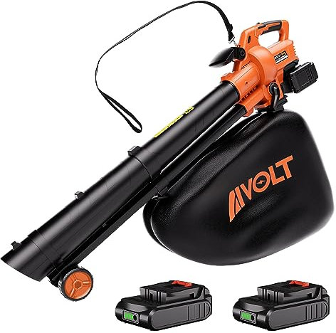 AIVOLT Aspiratore per foglie senza fili, 40 V, 600 CFM, 150 MPH, 3 in 1, aspiratore, con batteria e caricabatterie per la cura del prato e per soffiare foglie