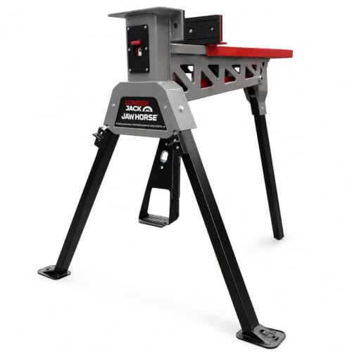 Lumberjack Jawhorse Portable Workbench Saw Horse 1000kg Clamping Station | 1000kg clamping force, 300kg max load, 1040mm clamping capacity, 205 x 80mm jaws, 840mm working height.