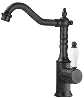 Wasserhahn Küche - Küchenarmatur Retro Antik Stil Messing Einhebel 360° Schwenkbar Spültischarmatur Mischbatterie, Hoher Auslauf Armatur Küche, Schwarz