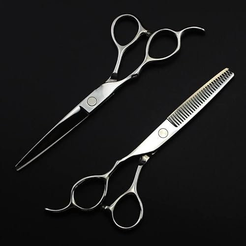 PUFAHAU Professionelle Haarschneideschere, 6,0 Zoll helle, Flache Schraube, professioneller japanischer Edelstahl-Salon-Haarschnitt, Effilierscheren-Set für Linkshänder