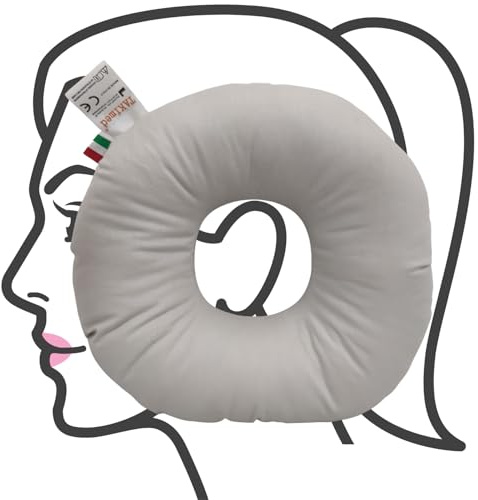 TAKIMED Cianbella - Cojín con orificio para la oreja, alivio del dolor, antiarrugas para el rostro, antidecúbito para talón y codo, ortopédico, fabricado en Italia, blanco