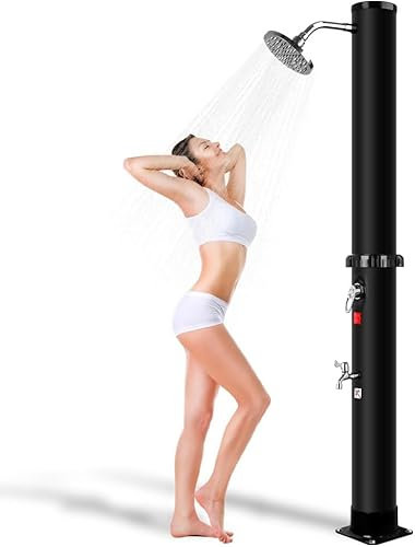 Qdreclod Doccia Solare, Doccia Solare da Giardino, Doccia Solare da Esterno con Regolamento per Acqua Calda e Fredda, Doccia Solare Piscina Campeggio Max 60℃ Altezza 216cm (35 Liter)
