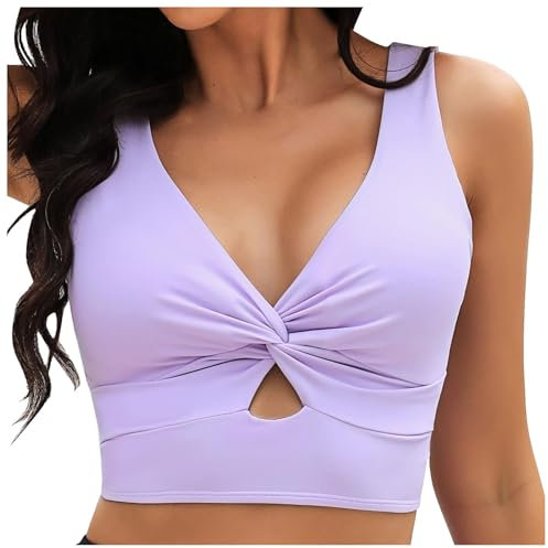 Generisch Montre-bracelet numérique pour seniors, tankini court, plage, rembourrée, encolure nouée, maillot de bain réglable, haut avec tête de mort, lilas, XL