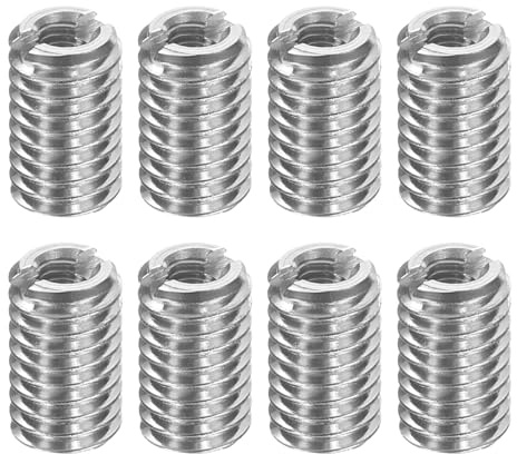 sourcing map Lot de 8 inserts filetés en acier inoxydable M6 x 1 mâle vers M3 x 0,5 femelle - Adaptateurs de filetage de 10 mm de long - Vis de réparation pour bois dur et tendre
