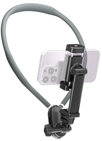 Neck Phone Holder for Go Pro/Video Recording, Wearable Hands Free POV/Vlog Selfie Mount with Chest Strap, 360°Adjustable Around Cell Phone Stand Compatible with iPhone16 15 14 13 12 Galaxy Android