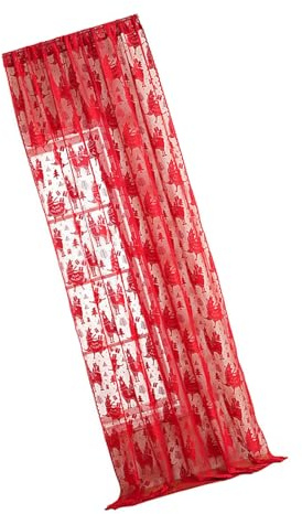 RGYBAO Tenda ricamata per le festività natalizie, tessuto in poliestere, protezione della privacy, facile da appendere, decorazione natalizia commerciale