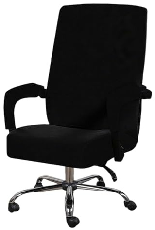 WMLBK Samtplüsch Stuhlhussen mit Armlehne,Elastische Bürostuhl Bezug, Abnehmbar & Waschbar Universal Office Computer Stuhlbezüge Hussen Sitzbezug für Gaming Stuhl, Computer Drehstuhl (Schwarz)