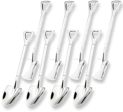 8PCS 304 Edelstahl Spatenlöffel, Langlebiger Schaufellöffel für Kaffee, Tee, Dessert, Eislöffel, Spaten Löffel für Milchtee, Eistee, Snacks und Getränke