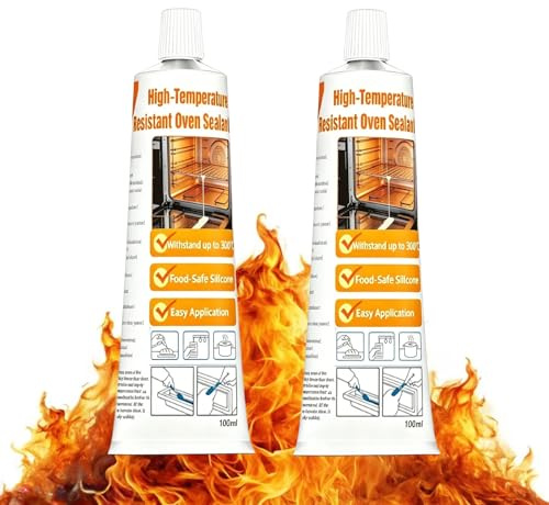 2Pcs Hitzebeständiger Kleber,Hochtemperaturkleber,Ofenkleber,Kleber hitzebeständig,Schwarz Feuerfestes Silikon,Ideal für Backöfen Glas,Kaminen,Auto,Keramik,Herd,Auspuff,100ml