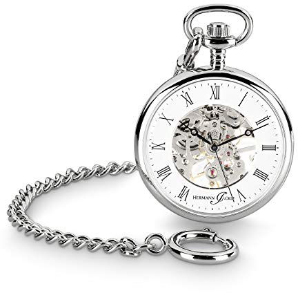 Hermann Jäckle Herren Taschenuhr Limburg Silberfarben Skelett 41 mm