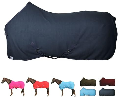 netproshop Basic Pferde Abschwitzdecke mit Kreuzbegurtung Fleece Qualität Gr. 105-155, Groesse:110, Farbe:Dunkelblau