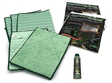 TS24direkt Bambus-Kristall 6er Set Premium - 3 Poliertücher & 2 Vorreinigungstücher + Reiniger 250ml