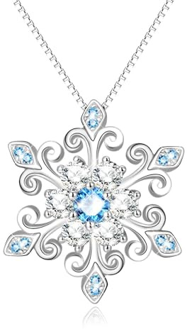 AOBOCO Collier avec pendentif flocon de neige en argent sterling 925 Motif fleur de lys Cadeau de Noël pour femme, Argent sterling, Zircone cubique