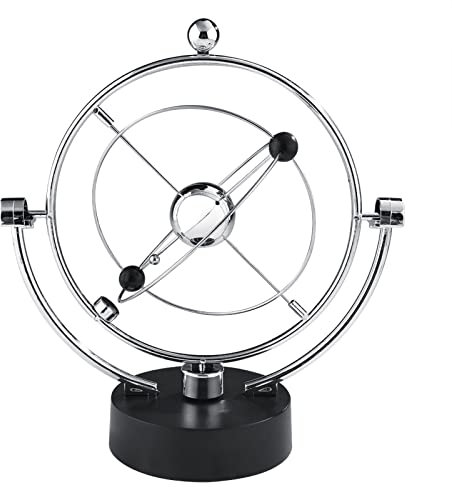 Planet Orbit Kinetic Mobile,Electronic Perpetual Motion Toy Simulation Milky Way Movement Swing Ball Home Office Desk Table Ornament Gift(Silver)