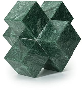 DreamsEden Geometrische Skulptur, kleiner grüner Marmor, dekorative Ornamente, moderne Wohnkultur, Akzent, Briefbeschwerer