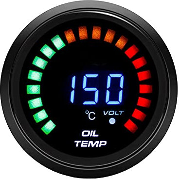ETOPARS Automotor Kfz Fahrzeug 2 Zoll 52mm Rauch Len Digital Öltemperatur Messgerät Gauge Meter Instrument 20 Lichtanzeige Rennmesser
