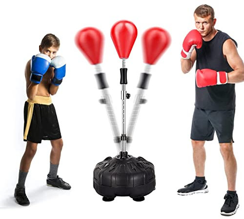 Punchingsäcke Boxsack, Verstellbare Höhe Standboxen Boxsack, Ideal für das Reflex-Geschwindigkeitstraining, Fitness, Kickboxen und Muskelaufbau, für Erwachsene & Kinder Standboxsäcke ( Color : Red )