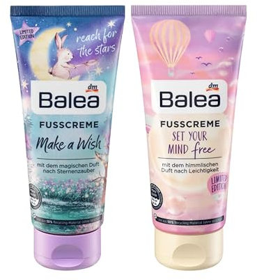 Balea Fußpflege 2er-Set: Fußcreme MAKE A WISH mit magischem Duft (100 ml), Fußcreme SET YOUR MIND FREE für beanspruchte Füße (100 ml), 200 ml (Limited Edition)