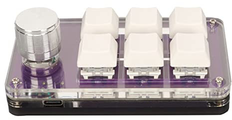 Sxhlseller 6 Keys Mini Macro Mechanical Keypad, One Handed DIY Programmable Keyboard with Knob, RGB Light Wired USB Macro Pad with Blue Switch for Gaming Office Media Lab (Purple)