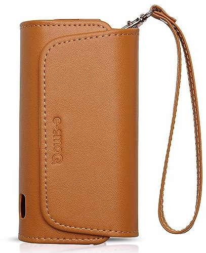 [20+ Colori] e-smoQ Custodia per IQOS ILUMA, Cover in Pelle PU di Alta Qualità - Borsello/Astuccio Sigaretta Elettronica, Organizer per Accessori (Marrone)