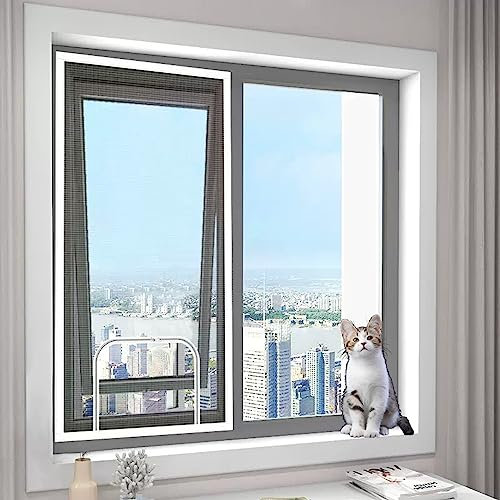 RAKTOV Fliegengitter für Katzenschutz, Katzenfenster, Sicherheitsnetz für Katzen, verhindert, dass Katzen aus dem Fenster, Schlafzimmer, Küche springen, Fliegengitter, Moskitonetz, B x H: 150 x 100