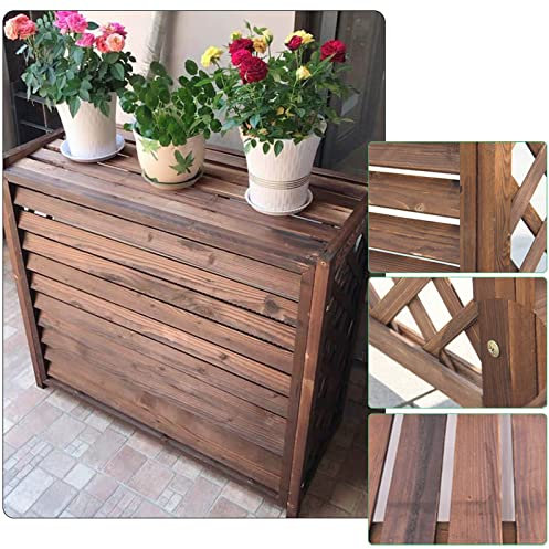 Blumenständer für Klimaanlagen, Außenklimaanlagenständer aus Holz, Muscheljalousien, Fensterladen-Design (85 x 35 x 75 cm)