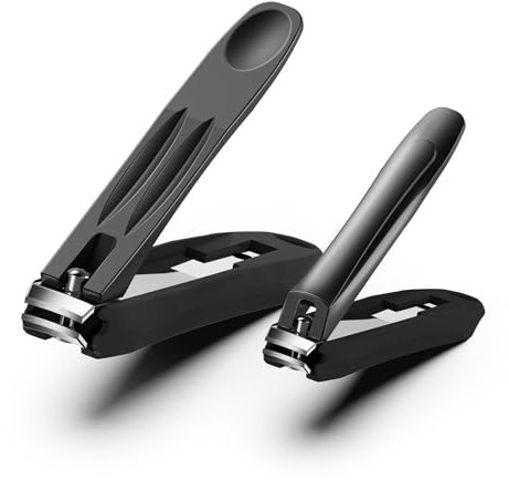 FVION 2 Stück Nagelknipser Set mit Auffangbehälter, Keine Splash Finger Nagelzwicker und Integrierter Nagelfeile, Nagelschneider für Fingernägel und Fußnägel, Scharfe Nail Clipper mit Nagelfänger