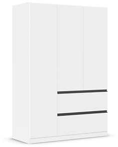 Rauch Möbel Costa, Kleiderschrank, Farbe Weiß, Breite 136 cm | Schrank, 3-türig, 2 Schubladen, Push-to-open, Zubehör Basic, für Schlafzimmer, Kinderzimmer, Babyzimmer, Garderobe