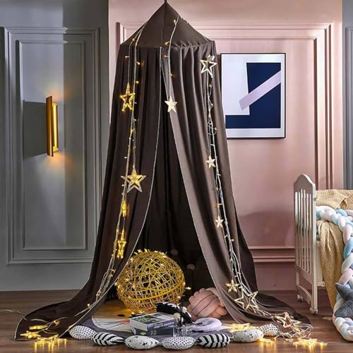 Odot Betthimmel Babybett, Skandinavischer Stil Betthimmel Mädchen und Jungen Himmelbett Vorhänge Kinder Baldachin Kinderzimmer Rund Hängende Princess Moskitonetz für Babyzimmer (65cm,Schwarzer Kaffee)