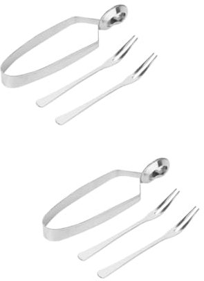 Cabilock Lot de 2 Pinces à Aliments - Pinces à Escargots - Acier Inoxydable - Poignée Confortable - Utilisation à Une Main - 3 Pièces