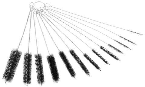 PATIKIL 7.9 Straw Cleaner Brush Set, 13 Different Diameter Stainless Steel Nylon Pipe Wire Cleaning Brush with Hook for Lab Glass Supplies Flask Tube Water Bottles, Black