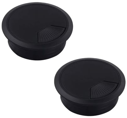 DHWEKU Pasacables Escritorio Negro, 2 Unidades. Tapa Pasa Cables para Escritorio como Embellecedor, Agujero Mesa de Diámetro 60 mm,Organizador de Cables,Pasacables Negro