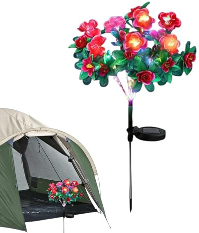 Raxove Luce solare da giardino con fiori di azalea,Luce solare da giardino con fiori di azalea - Luce per via dei fiori | Luci floreali impermeabili, luci solari per decorazioni da giardino esterne,