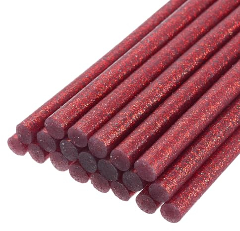 QUARKZMAN 20 Stück Heißklebestifte 11mm x 200mm Heißklebesticks Bunt Heißklebepistole Sticks Heißkleber Klebestifte Klebstoff für DIY Kunsthandwerk AbdichtungGlitzer Rot