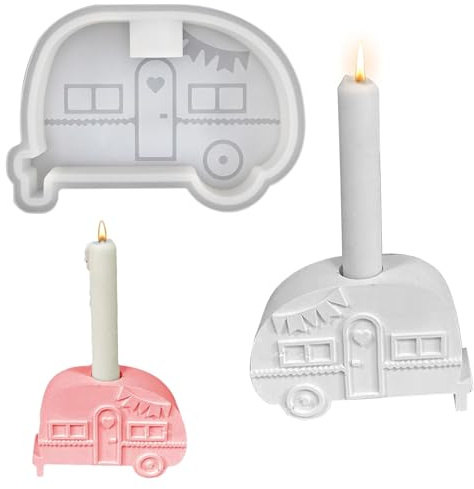 SKDFHOD 2 Stück Silikonformen Gießformen Weihnachten, Silicone Mold Kerzenhalter Camping Bus, Silikon Gießform Kerzenform Weihnachten, für Kerzenherstellung Formen DIY Handwerk Dekoration