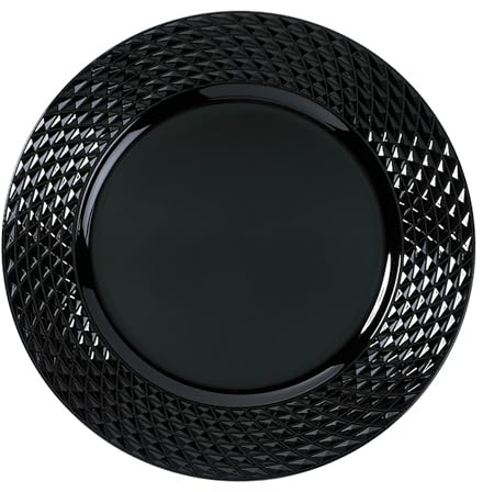 Inge-glas Dekoteller 33cm Kunststoff Rauten - festliche Platzteller für verschiedene Anlässe - Tischdeko Unterteller für Hochzeit Jubiläum Weihnachten - Weihnachtsteller Weihnachtsdeko - Schwarz