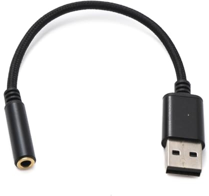 SYSTEM-S Câble audio USB 20 cm jack 3,5 mm femelle vers 2.0 type A mâle adaptateur AUX tressé noir