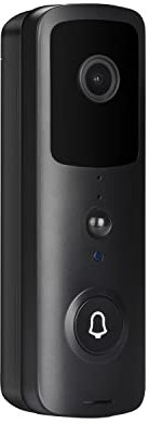 QZCX Wireless Video Doorbell, Tuya Smart Low Power Doorbell Humanoid Filter PIR Alarm HD 1080p Remote Wake Up(Nero)