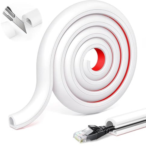 Canalina Passacavi a Pavimento 6M x 1.6cm - Adesiva Flessibile in PVC Morbido per Cavi di Alimentazione - Casa e Ufficio