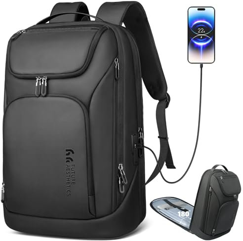 HEROIC KNIGHT Rucksack Herren Groß 30L Laptop Rucksack 17,3 zoll Business Rucksack Wasserdicht Reiserucksack mit USB-Anschluss Daypack Anti Diebstahl für Arbeit Business Reise-Schwarz