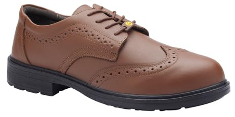 Blackrock ESD Brogue Zapatos Seguridad, Composite, Marrón, Puntera Sin Metal, Cuero, Oficina - UK 10/EU 44