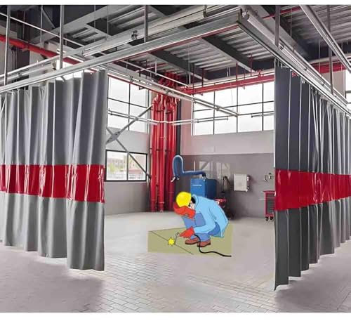 Manta de soldadura ignífuga, 9 x 2,5 m, fibra de vidrio de grado industrial, cortina ignífuga para taller de mantenimiento de almacén