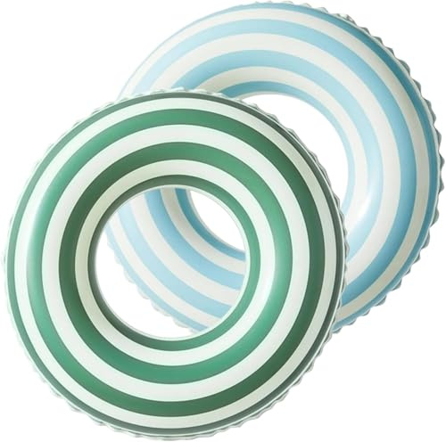 Uppblåsbar simring, tecknad vattenlekring, PVC-simring, simring vuxna, luftmadrass, simdäck, uppblåsbar, simring, tub, för sommarpoolfest (grön + blå)