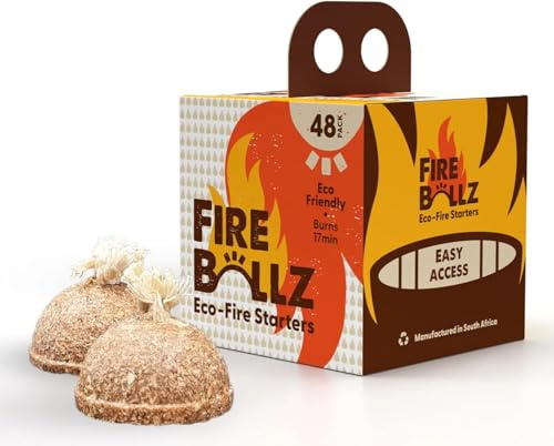 Fire-Ballz Eco-Friendly Fire Starters – Clean-Burning, Non-Toxic & Waterproof Firestarters for Indoor & Outdoor Fires – 48 Pack
