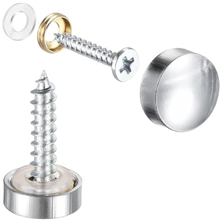 TA-VIGOR 12mm Mirror Screw Cover Caps, 8PCS Silver Polished Screw Caps | Brass Decorative Caps Cover Nails, Screw Caps Covers Fasteners for Mirrors, Glass Panels, Bathroom, Sign Boards, Advertising