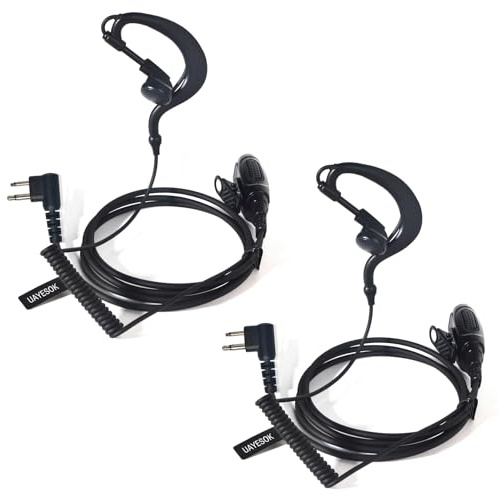 UAYESOK Funkgerät Headset Walkie Talkie 2 Pin, G-Typ Security Kopfhörer mit PTT Mikrofon und Ohrstöpsel für Motorola CP040 DP1400 GP300 XT420 XT460 Hytera PD405 PD505 Funk (2 STK)