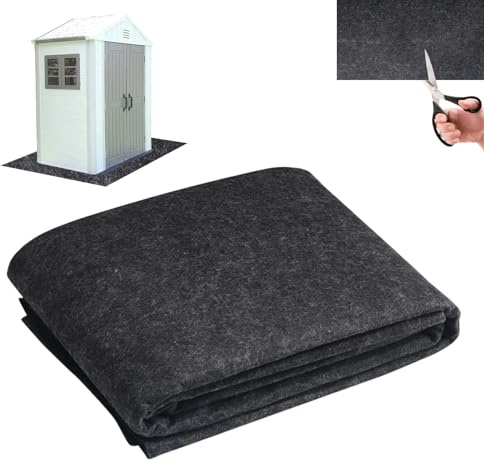 Outdoor Storage Shed Floor Mat, Black Felt Waterproof Dustproof Shed Flooring Mat, Washable Thickened Soft Patio Furniture Anti-Slip Pad, Protect Sheds Flooring from Wear/Liquid/Dust/Oil (8 x 8 FT)