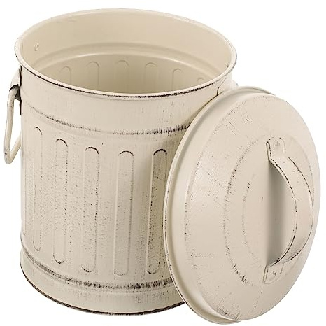 Secchio Cenere per Stufa in Ferro Beige 1 Pezzo, Capiente | Uso Domestico Interno, Adatto al Piano Cucina, Stile Semplice Vintage con Lavorazione Curata