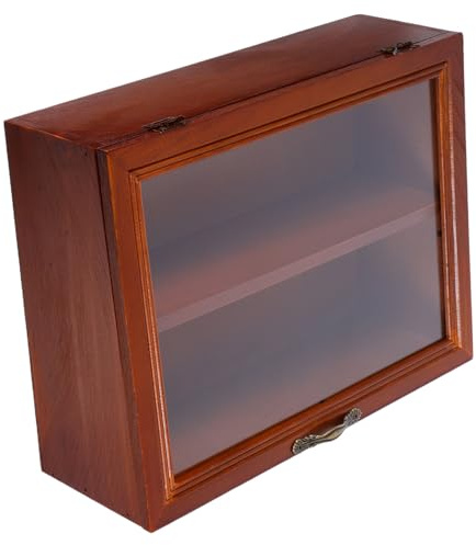 STOBAZA Tischvitrine Aus Holz Klapp Design Mit Acryltür Kompakter Holz Displayständer Für Figuren Und Sammlungen Zweistöckig Vielseitiger Aufbewahrungs Und Präsentationsschrank